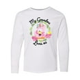 thumbnail image 1 of Inktastic Baby Flamingo My Grandma Loves Me with Flower Wreath Long Sleeve Youth T-Shirt, 1 of 5