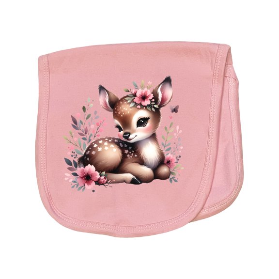 Inktastic Baby Girl Deer Cottagecore Baby Burp Cloth