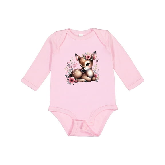 Inktastic Baby Girl Deer Cottagecore Girls Long Sleeve Baby Bodysuit