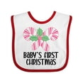 thumbnail image 1 of Inktastic Baby Girl First Christmas Candy Cane Girls Baby Bib, 1 of 4