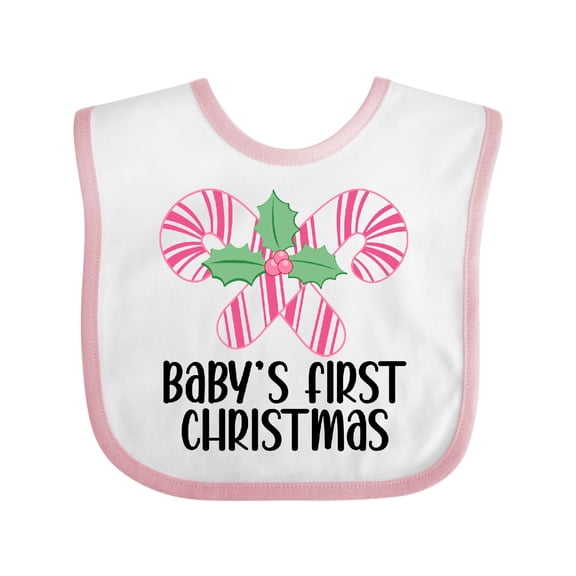 Inktastic Baby Girl First Christmas Candy Cane Girls Baby Bib