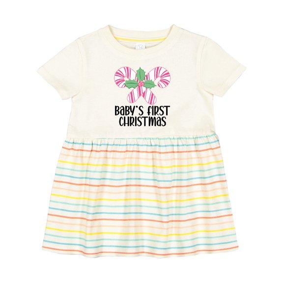 Inktastic Baby Girl First Christmas Candy Cane Girls Baby Dress