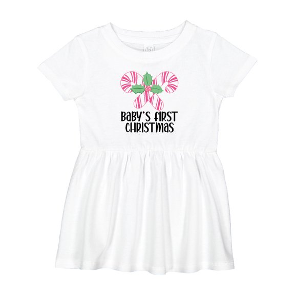 Inktastic Baby Girl First Christmas Candy Cane Girls Baby Dress