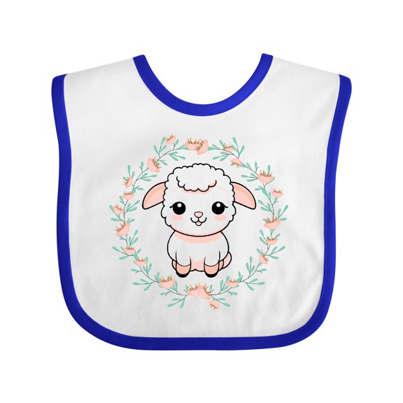 Inktastic Baby Girl Spring Lamb Wreath Girls Baby Bib