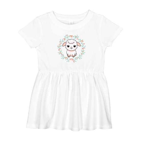 Inktastic Baby Girl Spring Lamb Wreath Girls Baby Dress