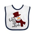 thumbnail image 1 of Inktastic Baby It's Cold Outside Cute Snowman in Plaid Print Boys or Girls Baby Bib, 1 of 4