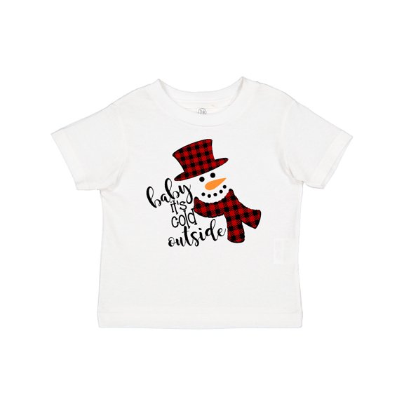 Inktastic Baby It's Cold Outside Cute Snowman in Plaid Print Boys or Girls Baby T-Shirt
