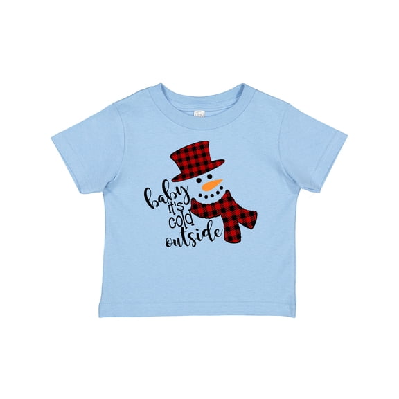 Inktastic Baby It's Cold Outside Cute Snowman in Plaid Print Boys or Girls Baby T-Shirt