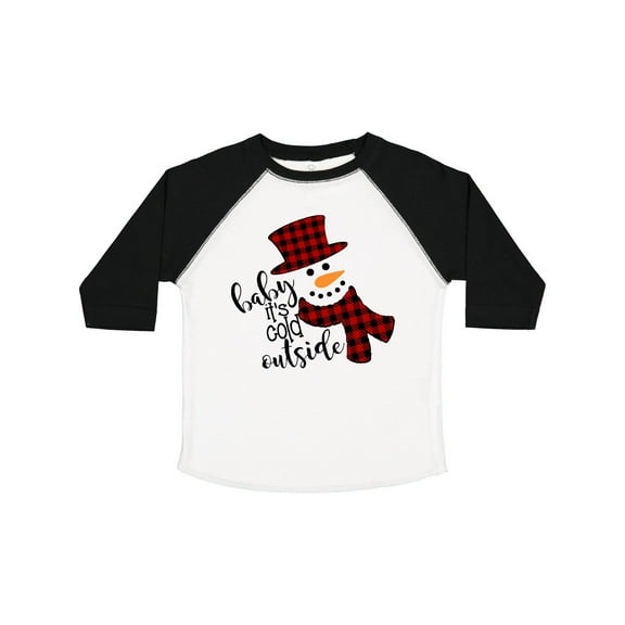 Inktastic Baby It's Cold Outside Cute Snowman in Plaid Print Boys or Girls Toddler T-Shirt