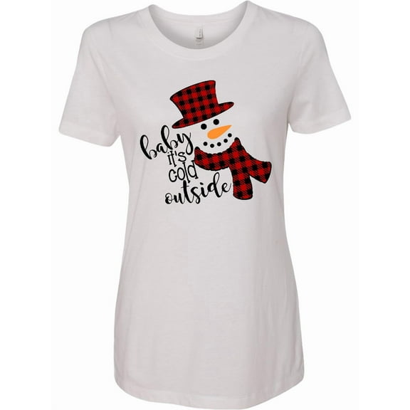 Inktastic Baby It's Cold Outside Cute Snowman in Plaid Print Women's T-Shirt
