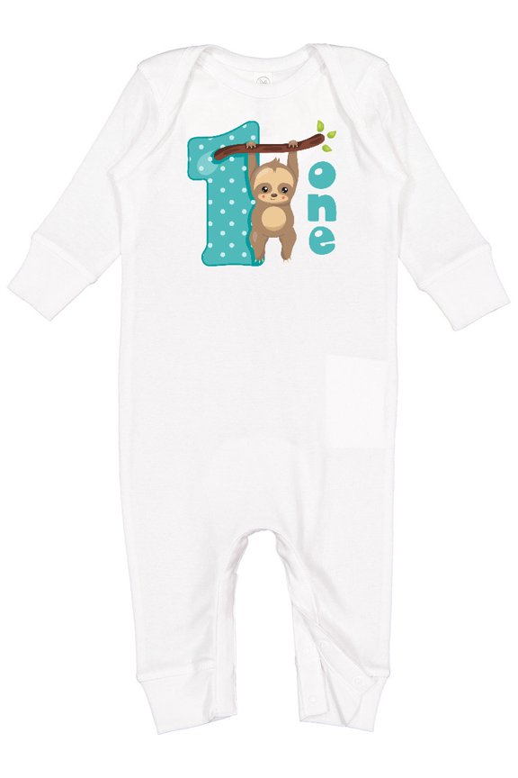 Baby Sloth 1st Birthday Baby Romper Coveralls