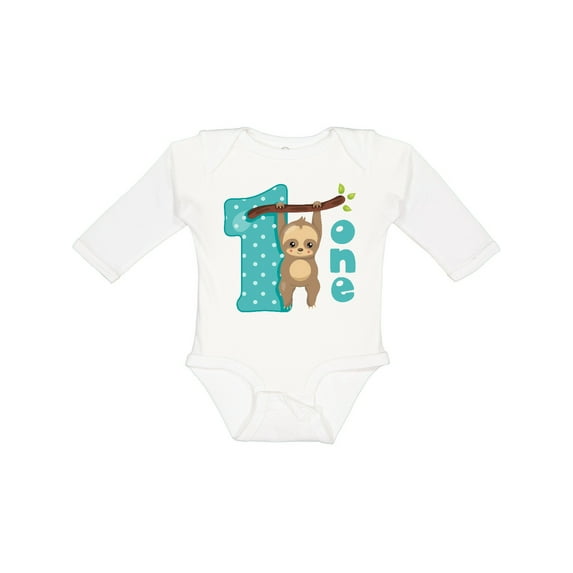Inktastic Baby Sloth 1st Birthday Boys or Girls Long Sleeve Baby Bodysuit
