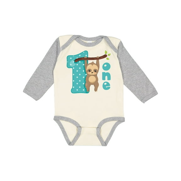 Inktastic Baby Sloth 1st Birthday Boys or Girls Long Sleeve Baby Bodysuit