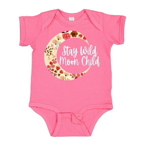 Inktastic Baby Stay Wild Moon Child Crescent Moon with Flowers Girls Baby Bodysuit