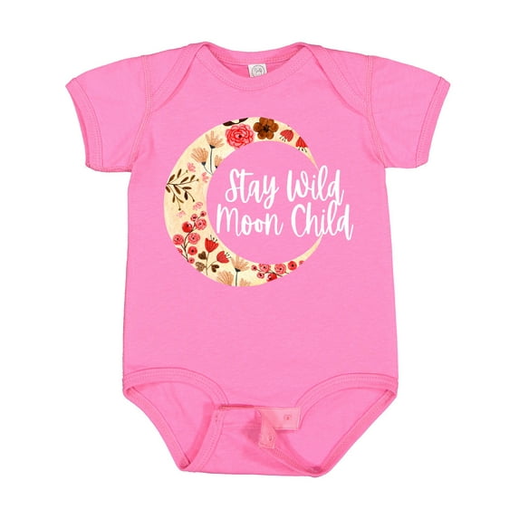 Inktastic Baby Stay Wild Moon Child Crescent Moon with Flowers Girls Baby Bodysuit