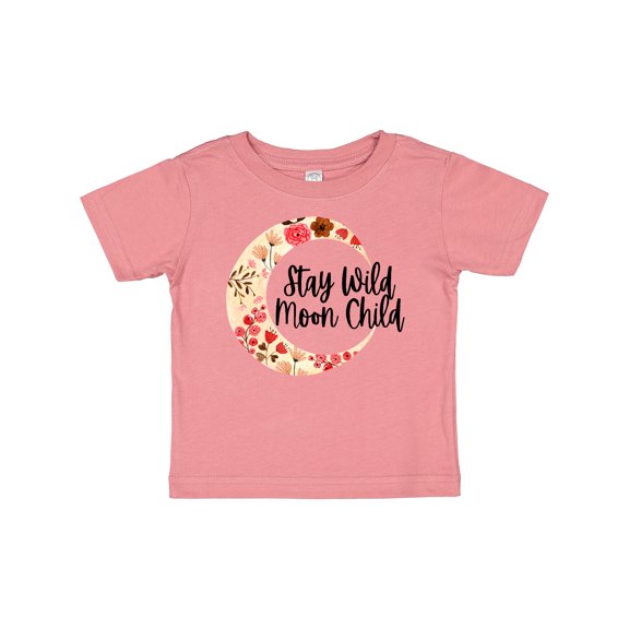 Inktastic Baby Stay Wild Moon Child Crescent Moon with Flowers Girls Baby T-Shirt