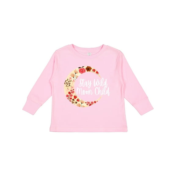 Inktastic Baby Stay Wild Moon Child Crescent Moon with Flowers Girls Long Sleeve Toddler T-Shirt