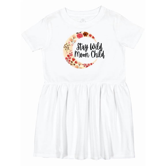 Inktastic Baby Stay Wild Moon Child Crescent Moon with Flowers Girls Toddler Dress