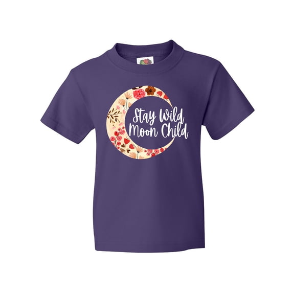 Inktastic Baby Stay Wild Moon Child Crescent Moon with Flowers Youth T-Shirt