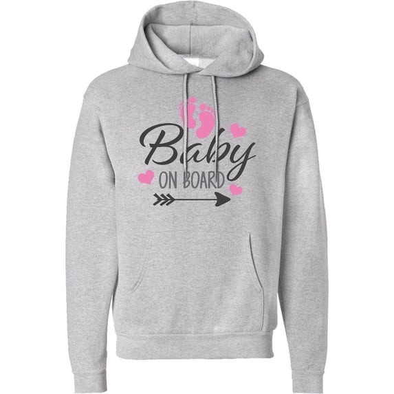 Inktastic Baby on Board with Arrow Pink Footprints and Hearts Adult Hoodie Sweatshirt