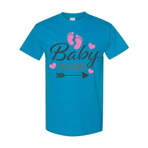 Inktastic Baby on Board with Arrow Pink Footprints and Hearts T-Shirt