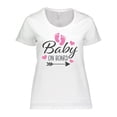 thumbnail image 1 of Inktastic Baby on Board with Arrow Pink Footprints and Hearts Women's Plus Size T-Shirt, 1 of 5