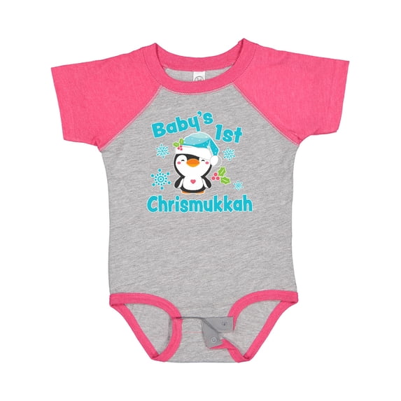 Inktastic Baby's 1st Chrismukkah with Cute Baby Penguin and Snowflakes Boys or Girls Baby Bodysuit