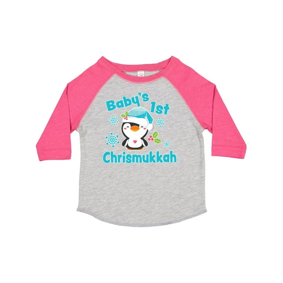 Inktastic Baby's 1st Chrismukkah with Cute Baby Penguin and Snowflakes Boys or Girls Toddler T-Shirt