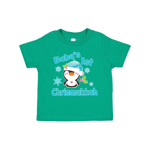 Inktastic Baby's 1st Chrismukkah with Cute Baby Penguin and Snowflakes Boys or Girls Toddler T-Shirt