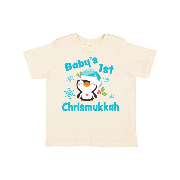 Inktastic Baby's 1st Chrismukkah with Cute Baby Penguin and Snowflakes Boys or Girls Toddler T-Shirt