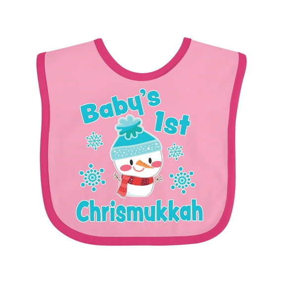 Inktastic Baby's 1st Chrismukkah with Cute Snowman and Snowflakes Boys or Girls Baby Bib