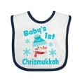 thumbnail image 1 of Inktastic Baby's 1st Chrismukkah with Cute Snowman and Snowflakes Boys or Girls Baby Bib, 1 of 4