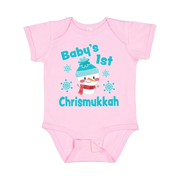 Inktastic Baby's 1st Chrismukkah with Cute Snowman and Snowflakes Boys or Girls Baby Bodysuit