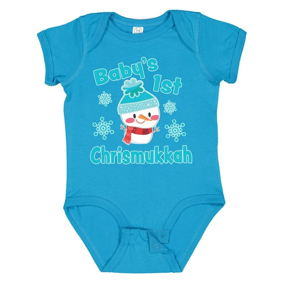 Inktastic Baby's 1st Chrismukkah with Cute Snowman and Snowflakes Boys or Girls Baby Bodysuit