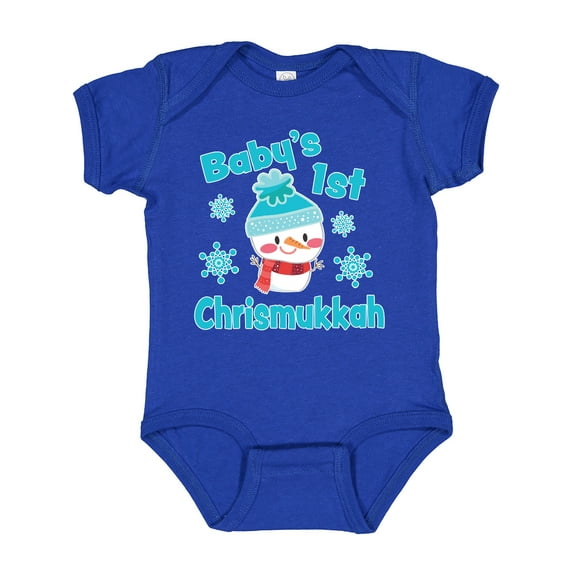 Inktastic Baby's 1st Chrismukkah with Cute Snowman and Snowflakes Boys or Girls Baby Bodysuit