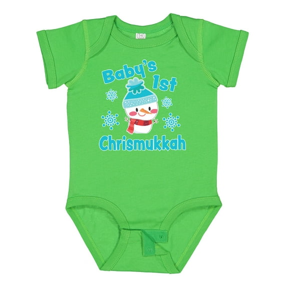 Inktastic Baby's 1st Chrismukkah with Cute Snowman and Snowflakes Boys or Girls Baby Bodysuit