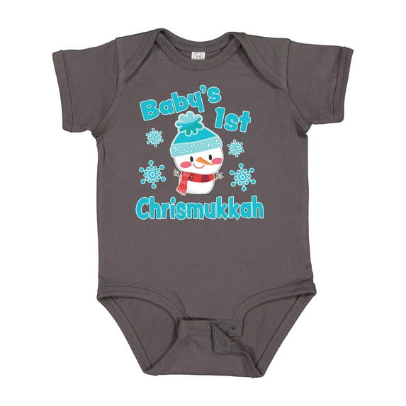 Inktastic Baby's 1st Chrismukkah with Cute Snowman and Snowflakes Boys or Girls Baby Bodysuit