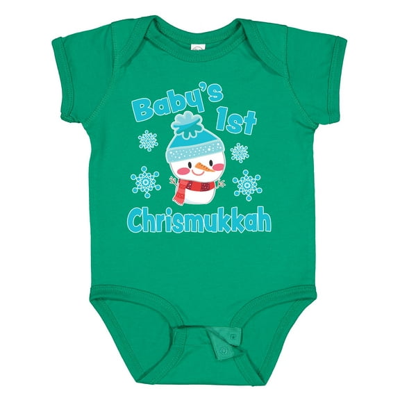 Inktastic Baby's 1st Chrismukkah with Cute Snowman and Snowflakes Boys or Girls Baby Bodysuit