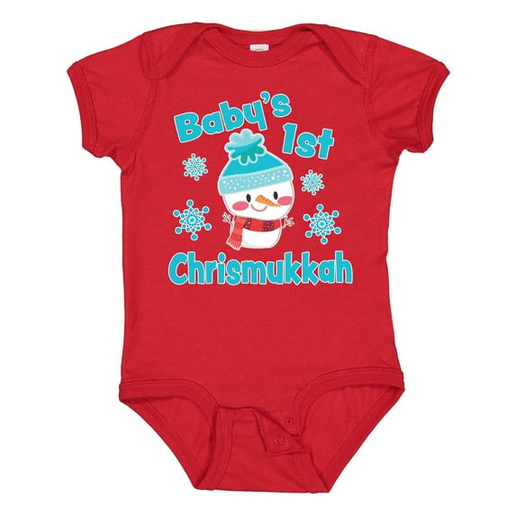 Inktastic Baby's 1st Chrismukkah with Cute Snowman and Snowflakes Boys or Girls Baby Bodysuit