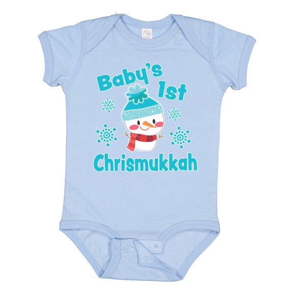 Inktastic Baby's 1st Chrismukkah with Cute Snowman and Snowflakes Boys or Girls Baby Bodysuit