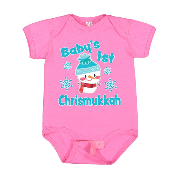 Inktastic Baby's 1st Chrismukkah with Cute Snowman and Snowflakes Boys or Girls Baby Bodysuit