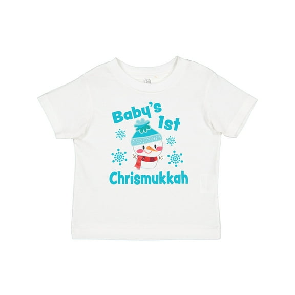 Inktastic Baby's 1st Chrismukkah with Cute Snowman and Snowflakes Boys or Girls Baby T-Shirt