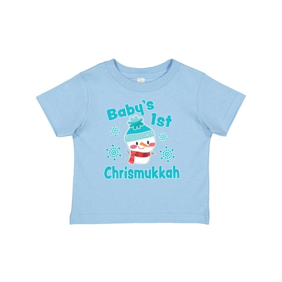 Inktastic Baby's 1st Chrismukkah with Cute Snowman and Snowflakes Boys or Girls Baby T-Shirt