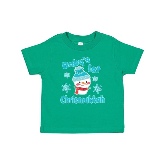 Inktastic Baby's 1st Chrismukkah with Cute Snowman and Snowflakes Boys or Girls Baby T-Shirt