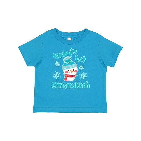 Inktastic Baby's 1st Chrismukkah with Cute Snowman and Snowflakes Boys or Girls Baby T-Shirt