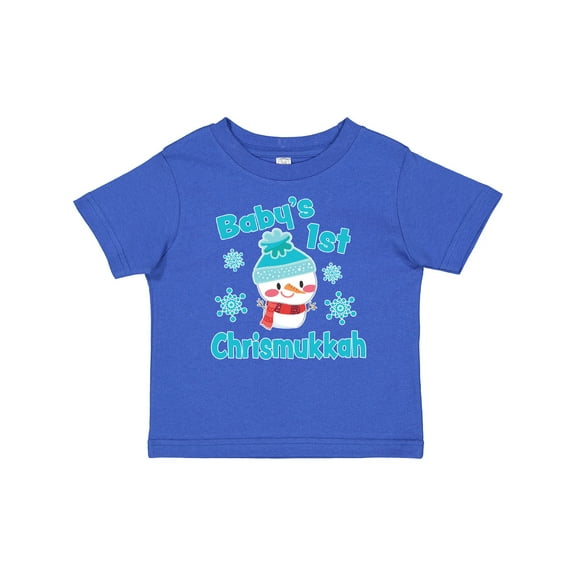 Inktastic Baby's 1st Chrismukkah with Cute Snowman and Snowflakes Boys or Girls Baby T-Shirt