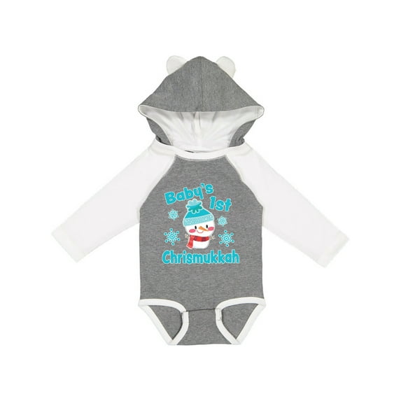 Inktastic Baby's 1st Chrismukkah with Cute Snowman and Snowflakes Boys or Girls Long Sleeve Baby Bodysuit