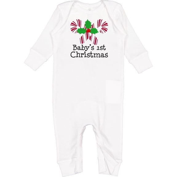 Inktastic Baby's 1st Christmas Candy Canes Baby Romper Coveralls