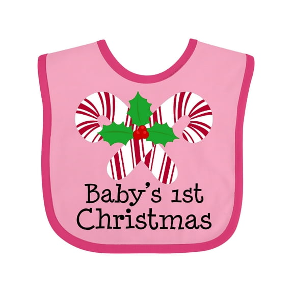 Inktastic Baby's 1st Christmas Candy Canes Boys or Girls Baby Bib