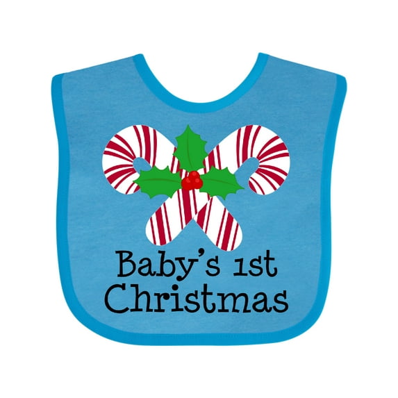 Inktastic Baby's 1st Christmas Candy Canes Boys or Girls Baby Bib